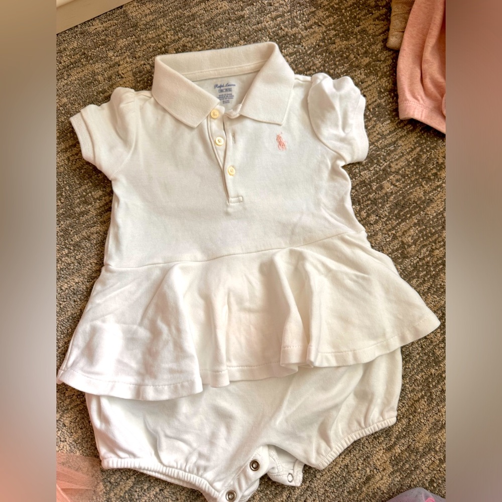 Ralph Lauren white one piece dress bubble. Size 18 months